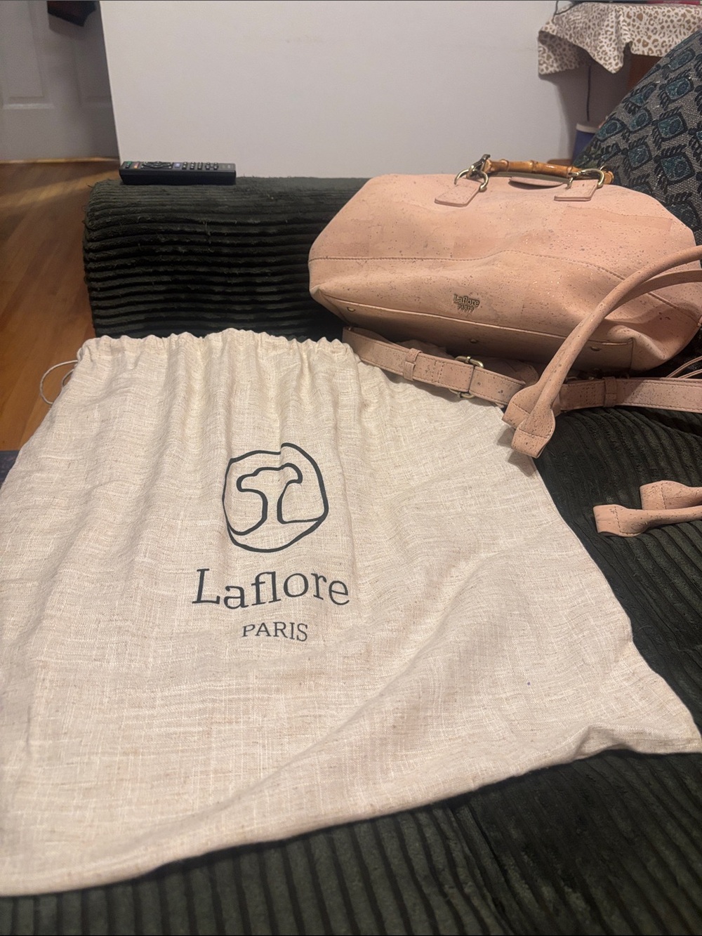 Laflore Paris Blush Pink Shoulder Bag with Gold Accents